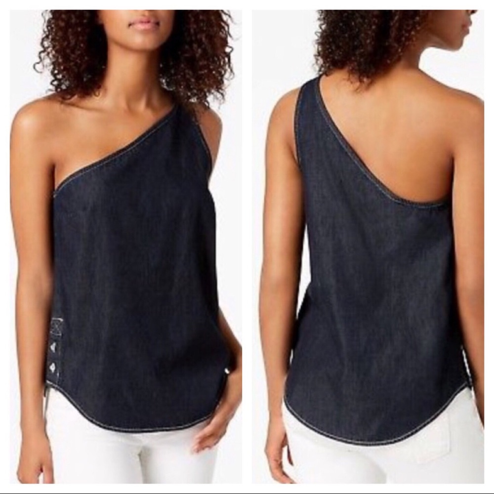 Calvin Klein Chambray One Shoulder Top